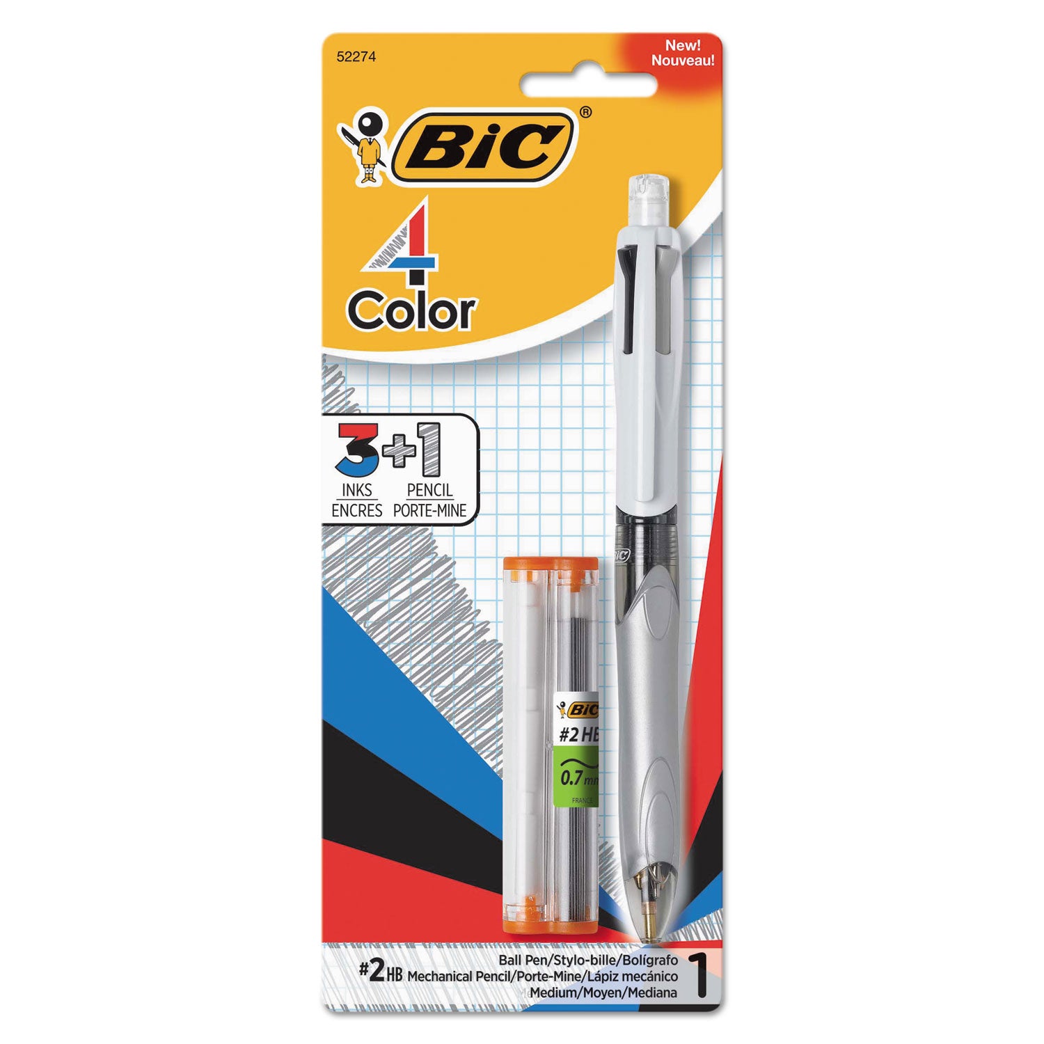 4-color-3-+-1-multi-color-ballpoint-pen-pencil-retractable-1-mm-pen-07-mm-pencil-black-blue-red-ink-gray-white-barrel_bicmmlp1ast - 1
