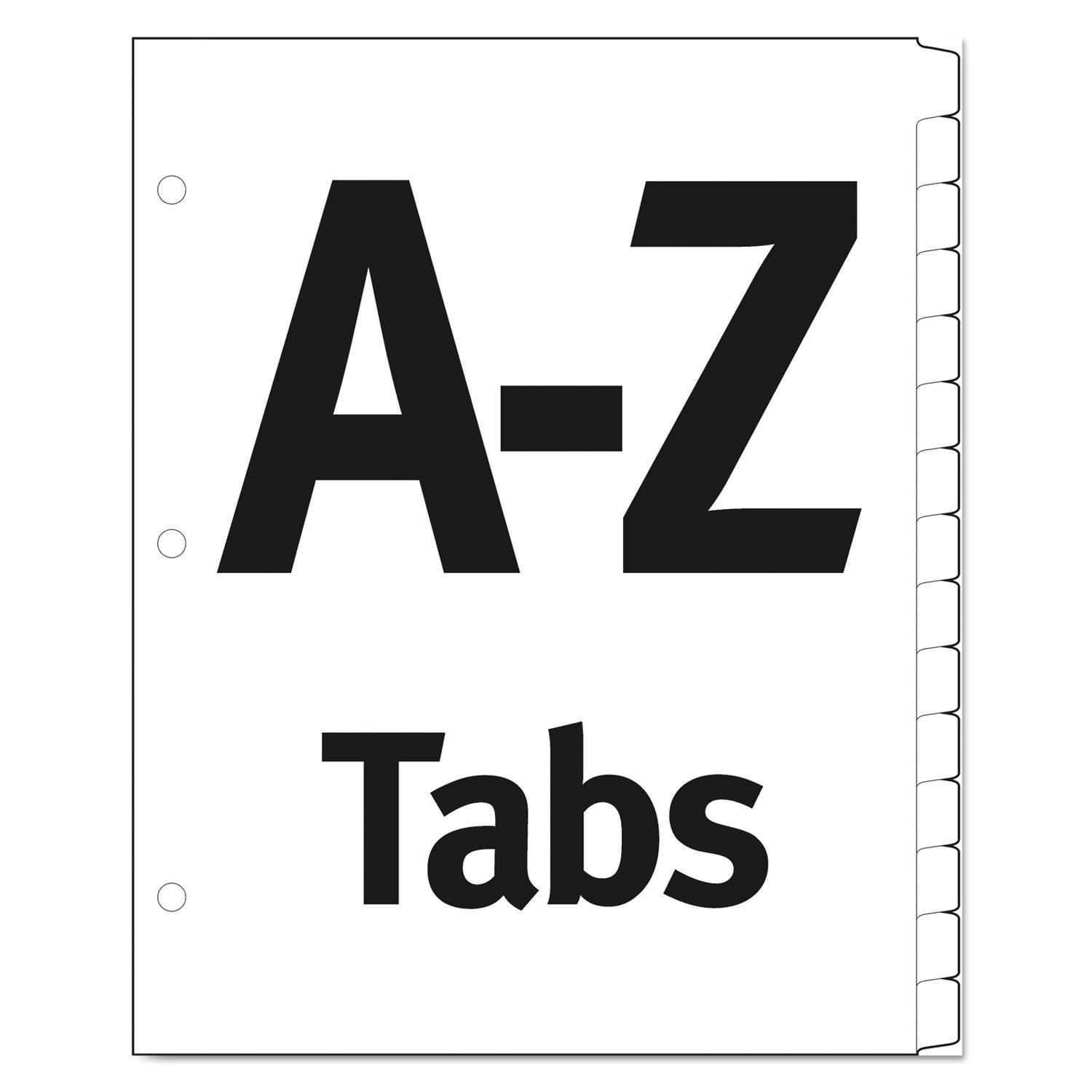 Table 'n Tabs Dividers, 26-Tab, A to Z, 11 x 8.5, White, White Tabs, 1 Set - 