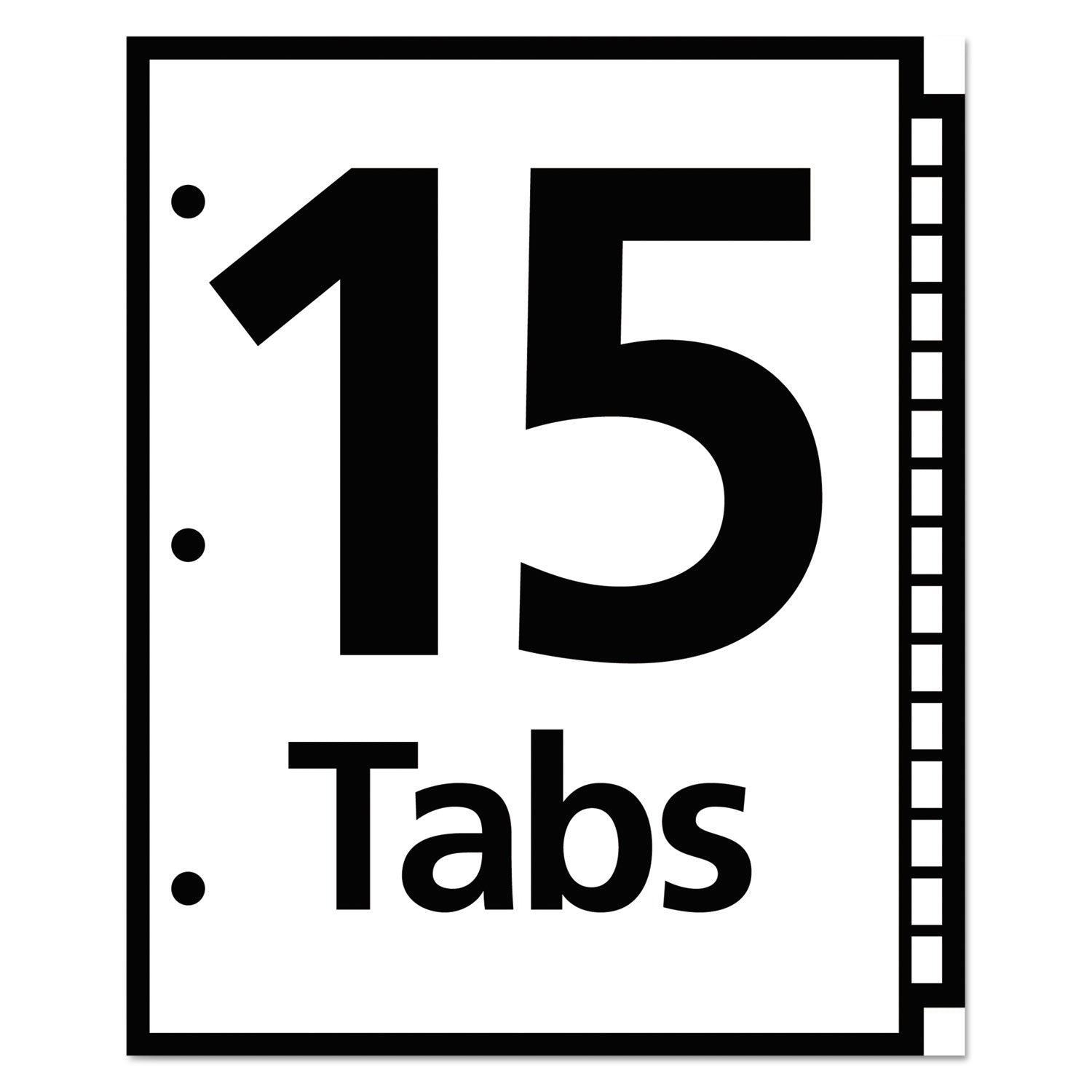 Table 'n Tabs Dividers, 15-Tab, 1 to 15, 11 x 8.5, White, Assorted Tabs, 1 Set