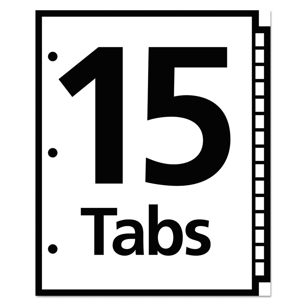 Table 'n Tabs Dividers, 15-Tab, 1 to 15, 11 x 8.5, White, White Tabs, 1 Set