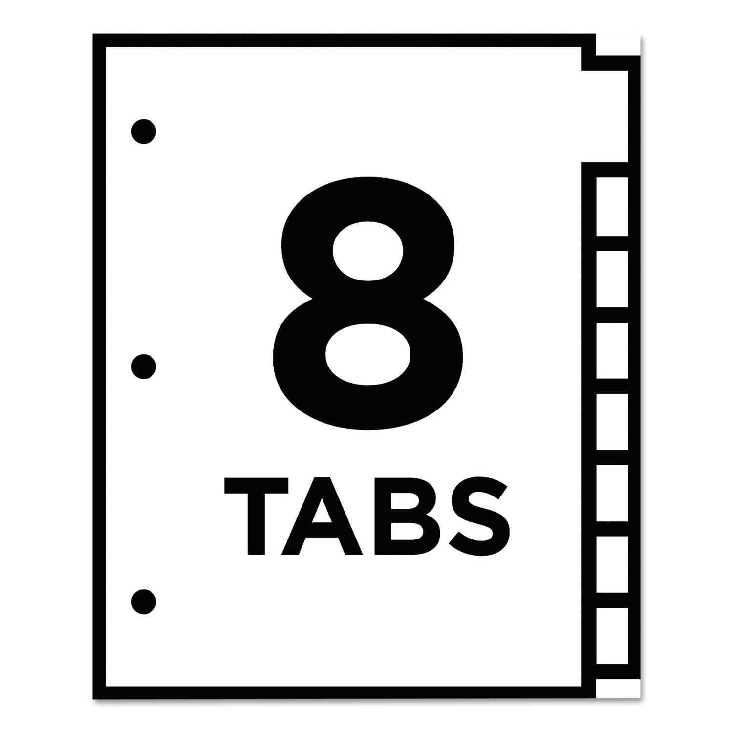 Table 'n Tabs Dividers, 8-Tab, 1 to 8, 11 x 8.5, White, White Tabs, 1 Set - 