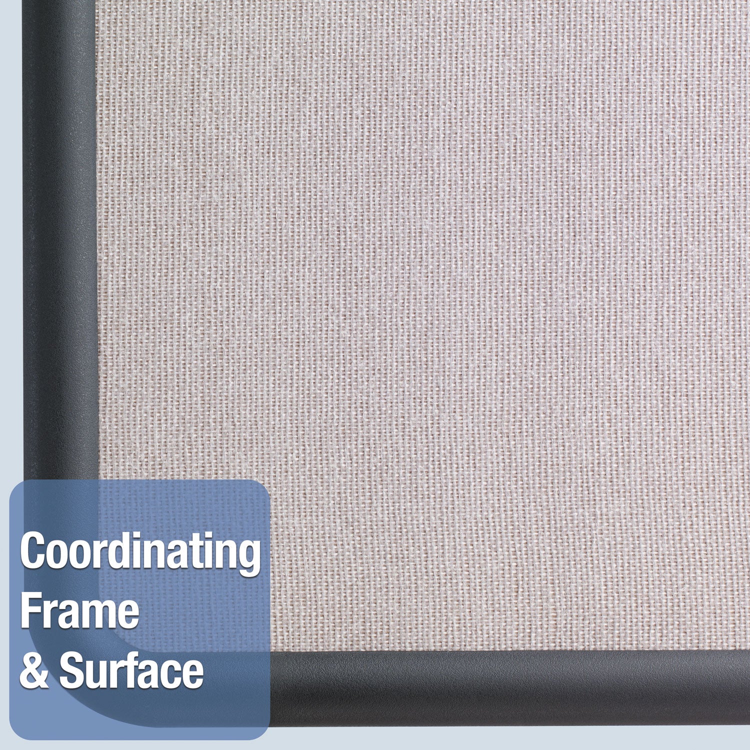 Contour Fabric Bulletin Board, 36 x 24, Gray Surface, Black Plastic Frame - 