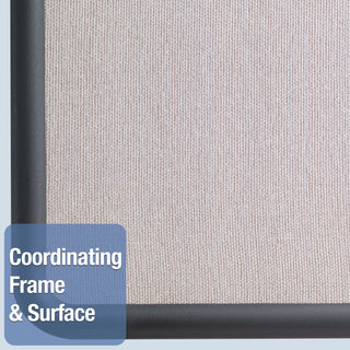 Contour Fabric Bulletin Board, 48 x 36, Gray Surface, Black Plastic Frame - 