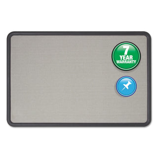 Contour Fabric Bulletin Board, 48 x 36, Gray Surface, Black Plastic Frame