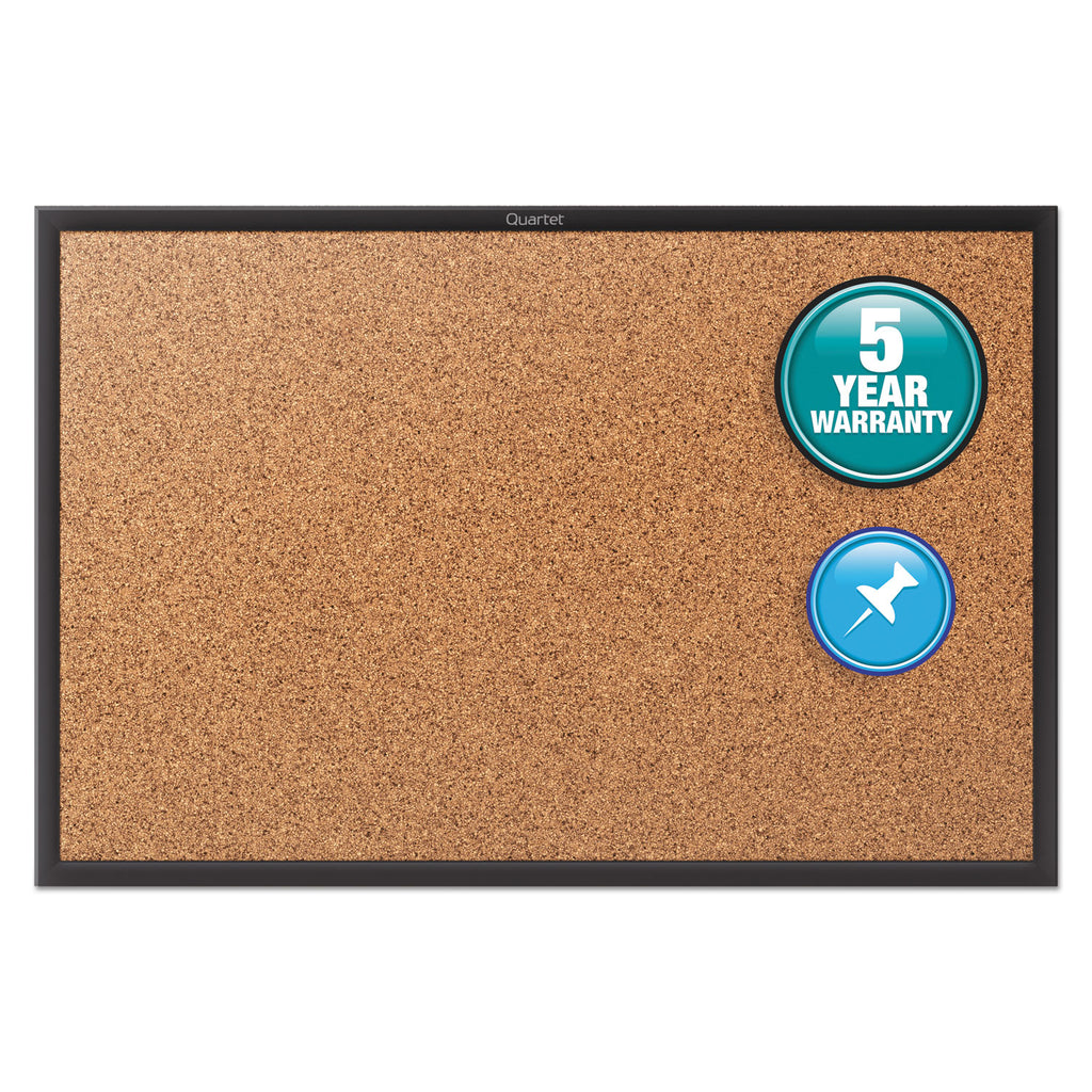 Classic Series Cork Bulletin Board, 48 x 36, Tan Surface, Black Aluminum Frame - 