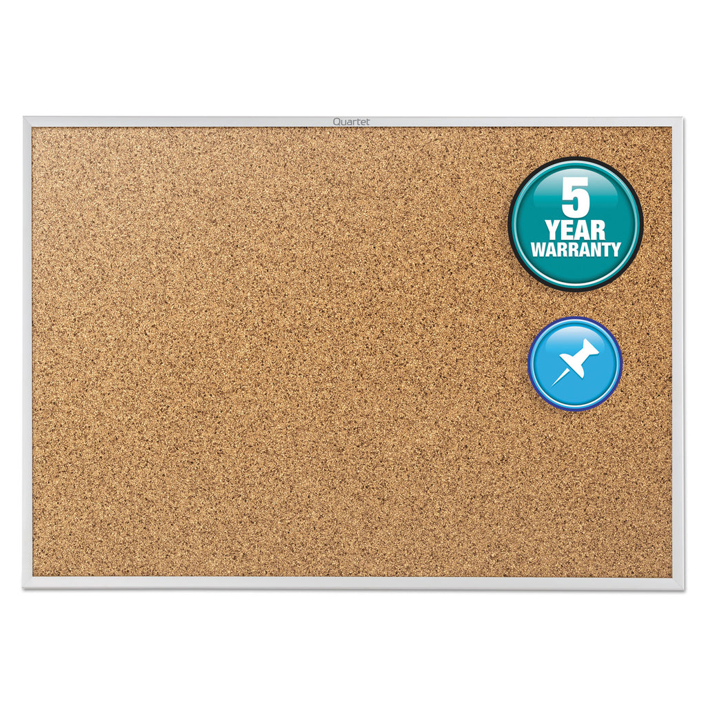 Classic Series Cork Bulletin Board, 60 x 36, Tan Surface, Silver Anodized Aluminum Frame - 