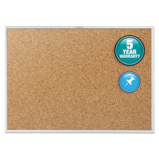 Classic Series Cork Bulletin Board, 60 x 36, Tan Surface, Silver Anodized Aluminum Frame - 