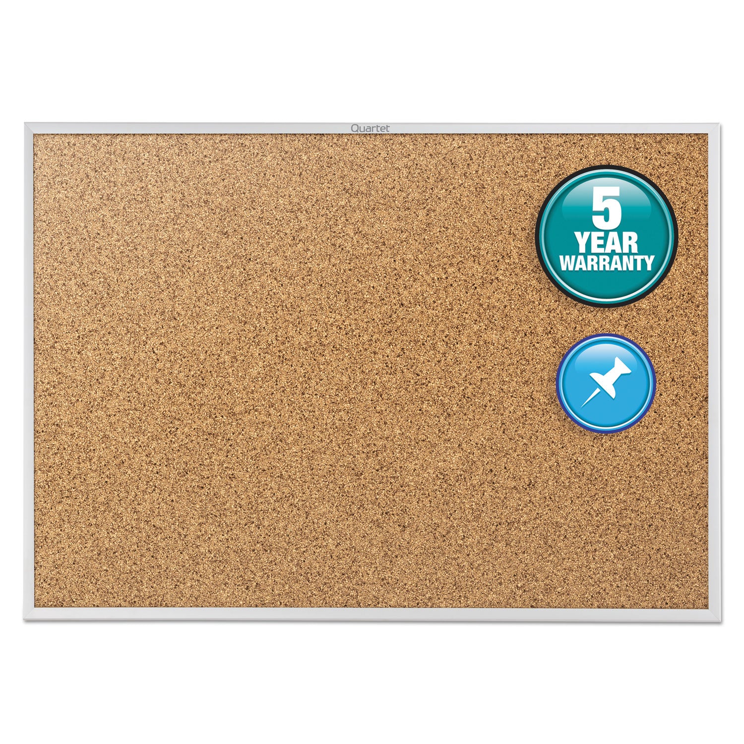 Classic Series Cork Bulletin Board, 60 x 36, Tan Surface, Silver Anodized Aluminum Frame - 