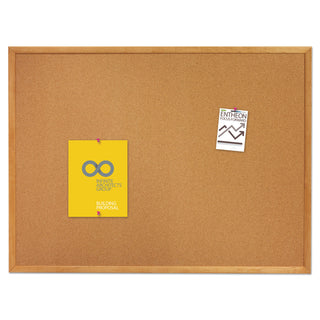 Classic Series Cork Bulletin Board, 96 x 48, Tan Surface, Oak Fiberboard Frame - 
