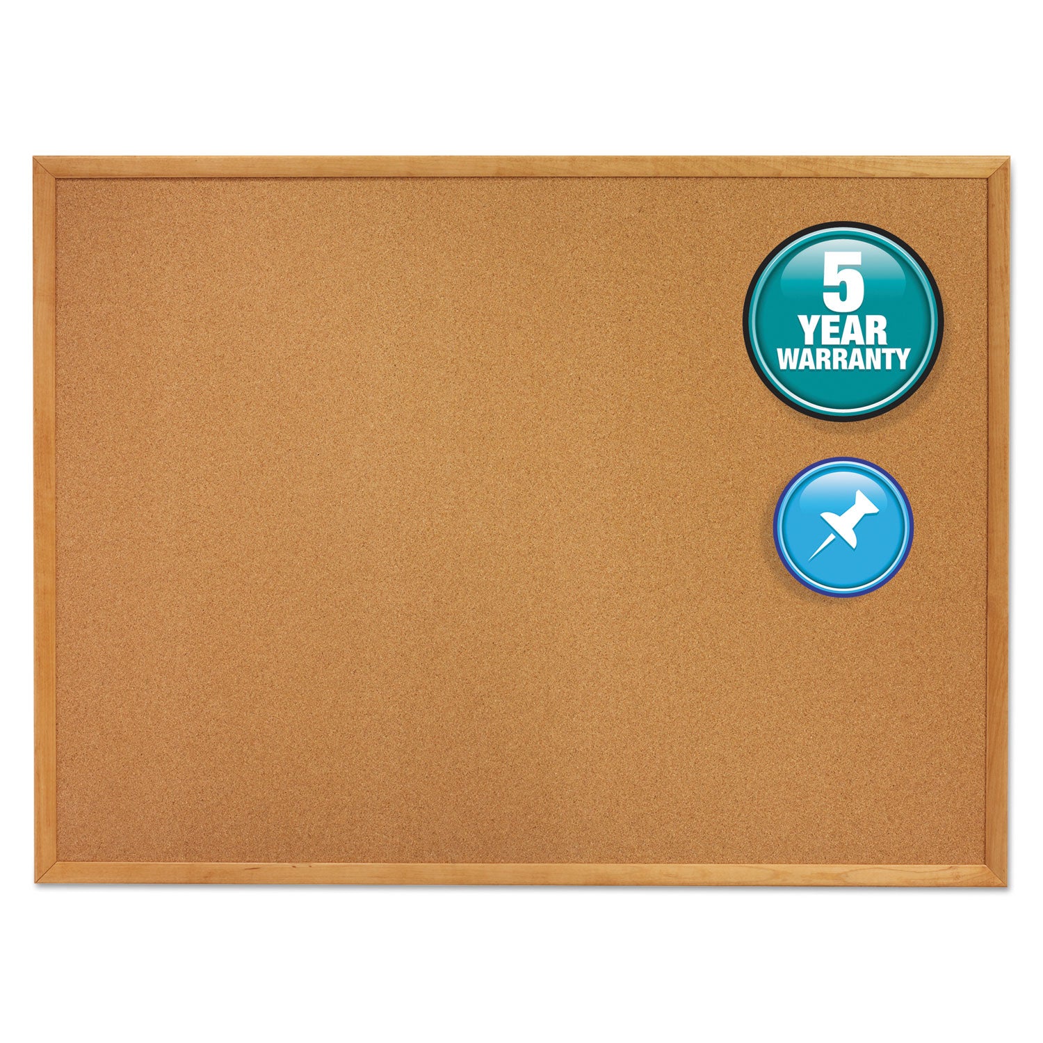 Classic Series Cork Bulletin Board, 36 x 24, Tan Surface, Oak Fiberboard Frame - 