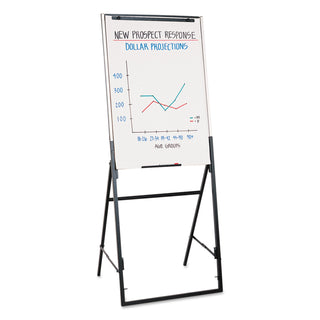 Futura Dry Erase Presentation Easel, 26 x 35, White Surface, Black Steel Frame - 