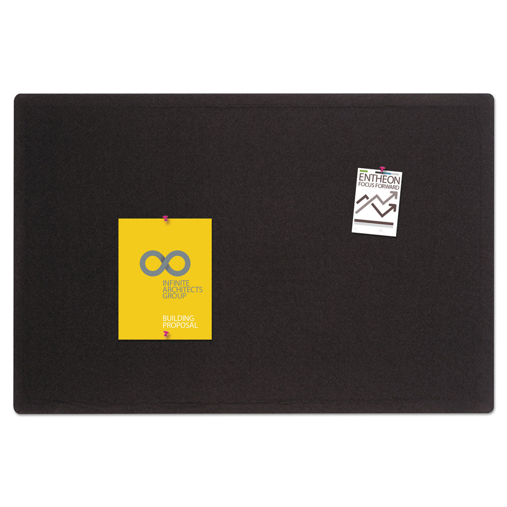 Oval Office Fabric Bulletin Board, 36 x 24, Black Surface - 