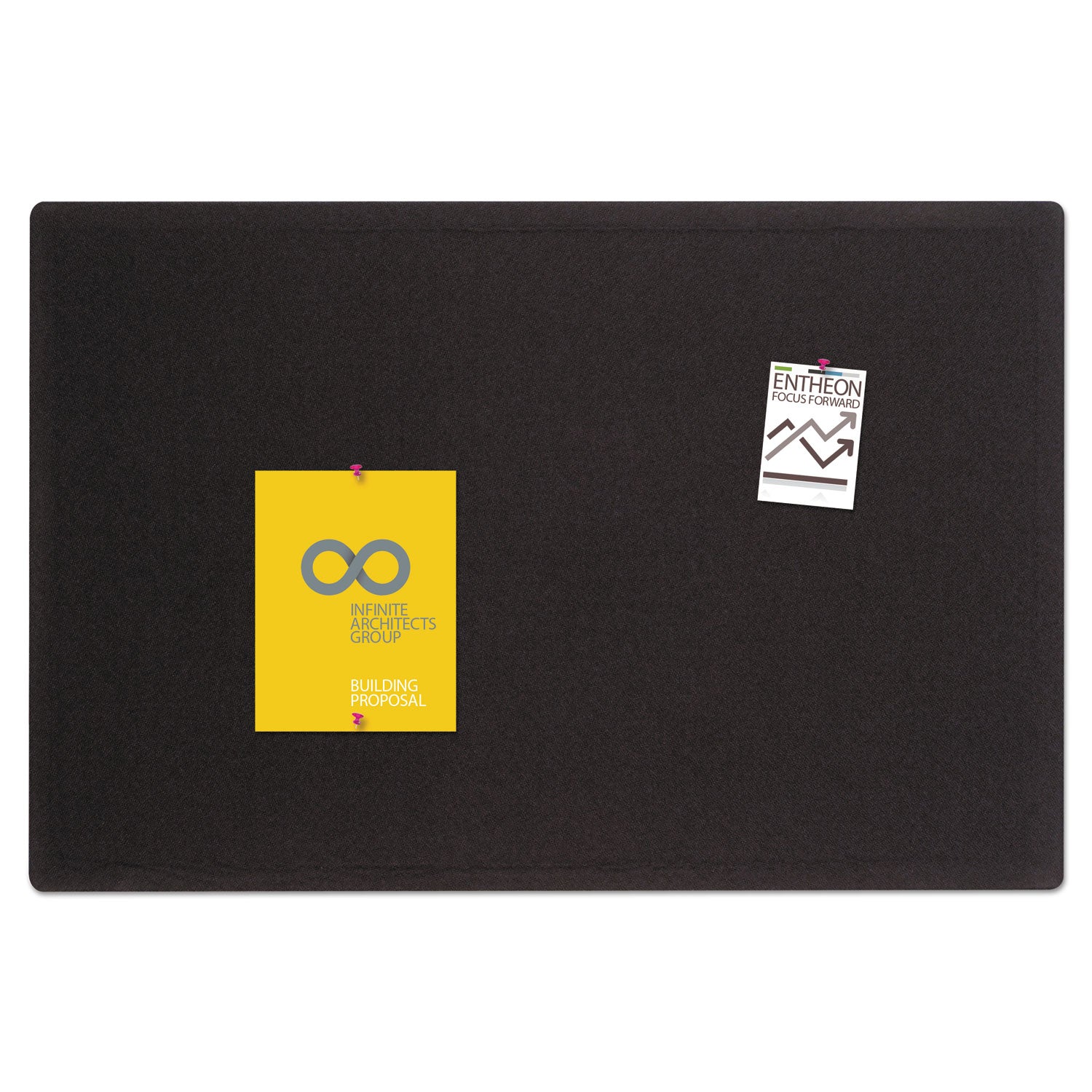 Oval Office Fabric Bulletin Board, 36 x 24, Black Surface - 