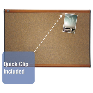 Prestige Colored Cork Bulletin Board, 48 x 36, Brown Surface, Light Cherry Fiberboard/Plastic Frame - 