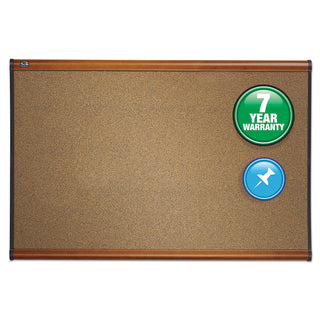 Prestige Colored Cork Bulletin Board, 36 x 24, Brown Surface, Light Cherry Fiberboard/Plastic Frame
