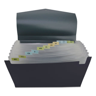 poly-expanding-files-13-sections-cord-hook-closure-1-12-cut-tabs-letter-size-black-steel-gray_unv20530 - 2