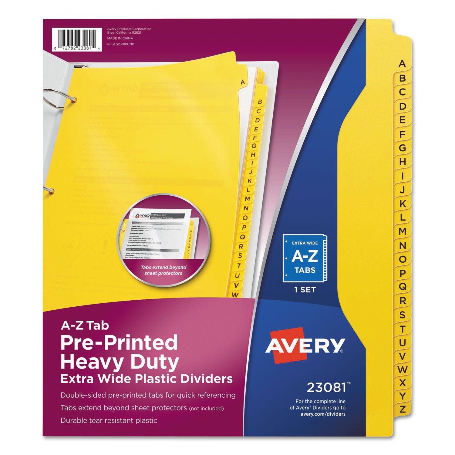 heavy-duty-preprinted-plastic-tab-dividers-26-tab-a-to-z-11-x-9-yellow-1-set_ave23081 - 1