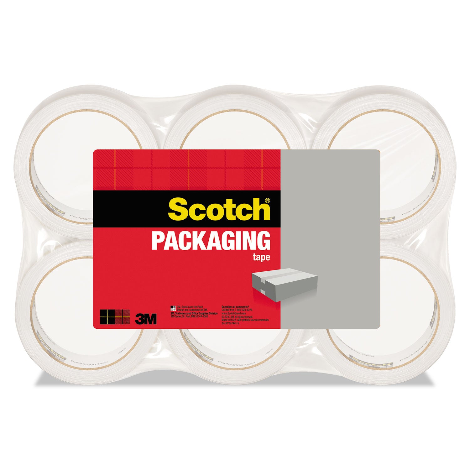 3350 General Purpose Packaging Tape, 3" Core, 1.88" x 109 yds, Clear, 6/Pack - 