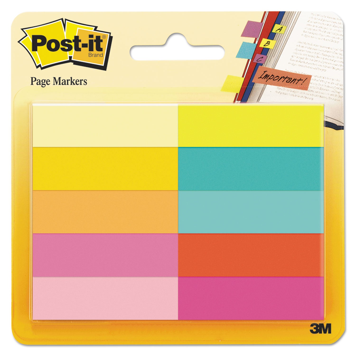 Page Flag Markers, Assorted Bright Colors, 50 Sheets/Pad, 10 Pads/Pack - 