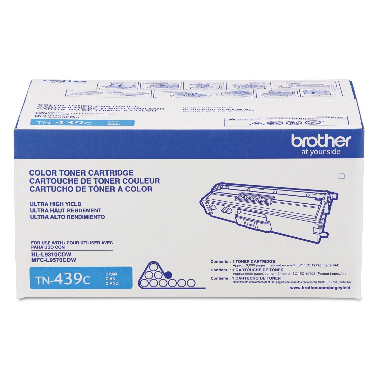 Brother TN439C Original Ultra High Yield Laser Toner Cartridge - Cyan - 1 Each - 9000 Pages - 1