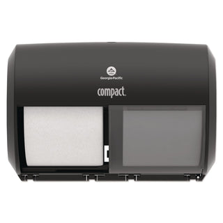 Compact Coreless Side-by-Side 2-Roll Tissue Dispenser, 11.5 x 7.63 x 8, Black