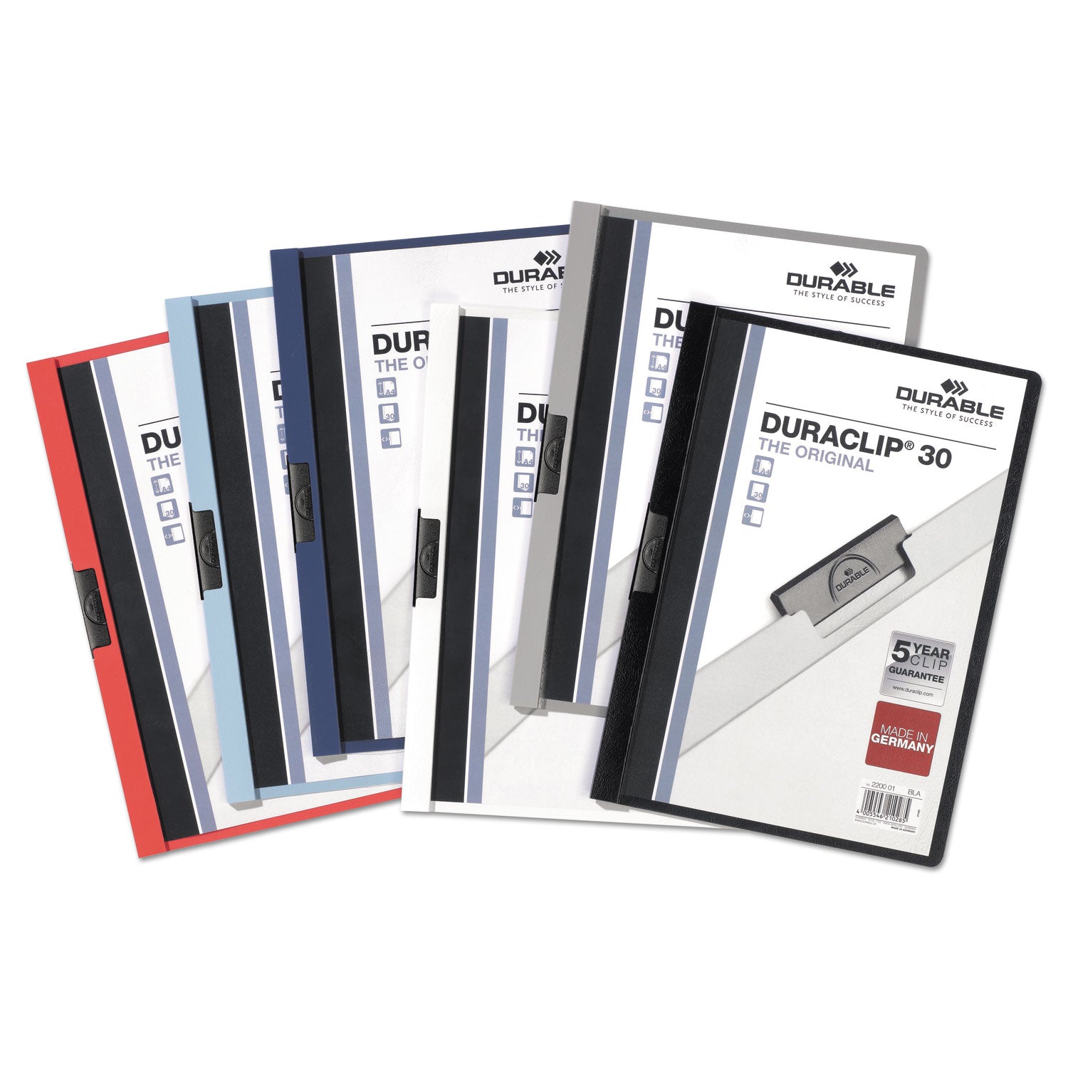 DuraClip Report Cover, Clip Fastener, 8.5 x 11 , Clear/Red, 25/Box - 