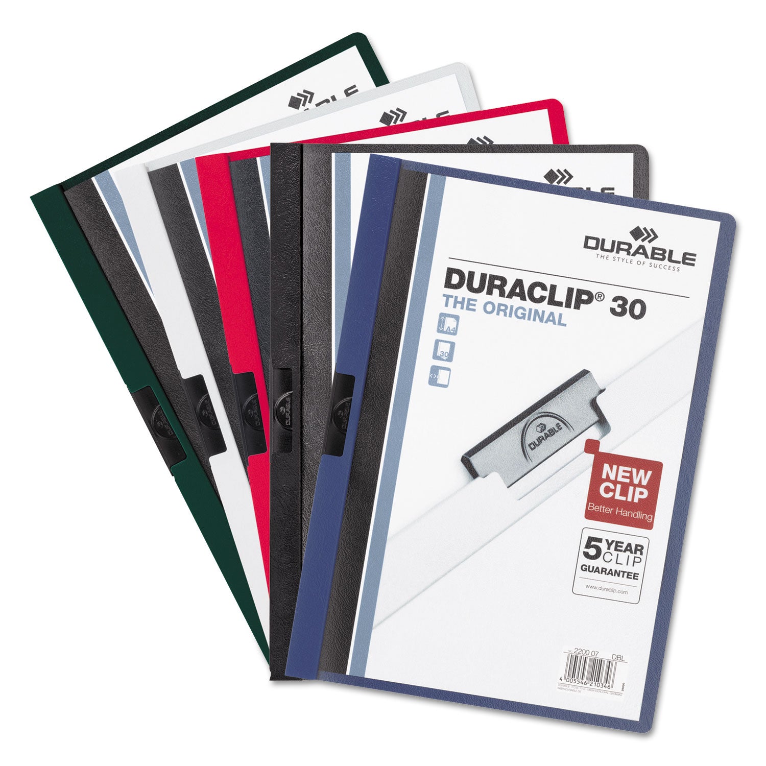 DuraClip Report Cover, Clip Fastener, 8.5 x 11 , Clear/Red, 25/Box - 