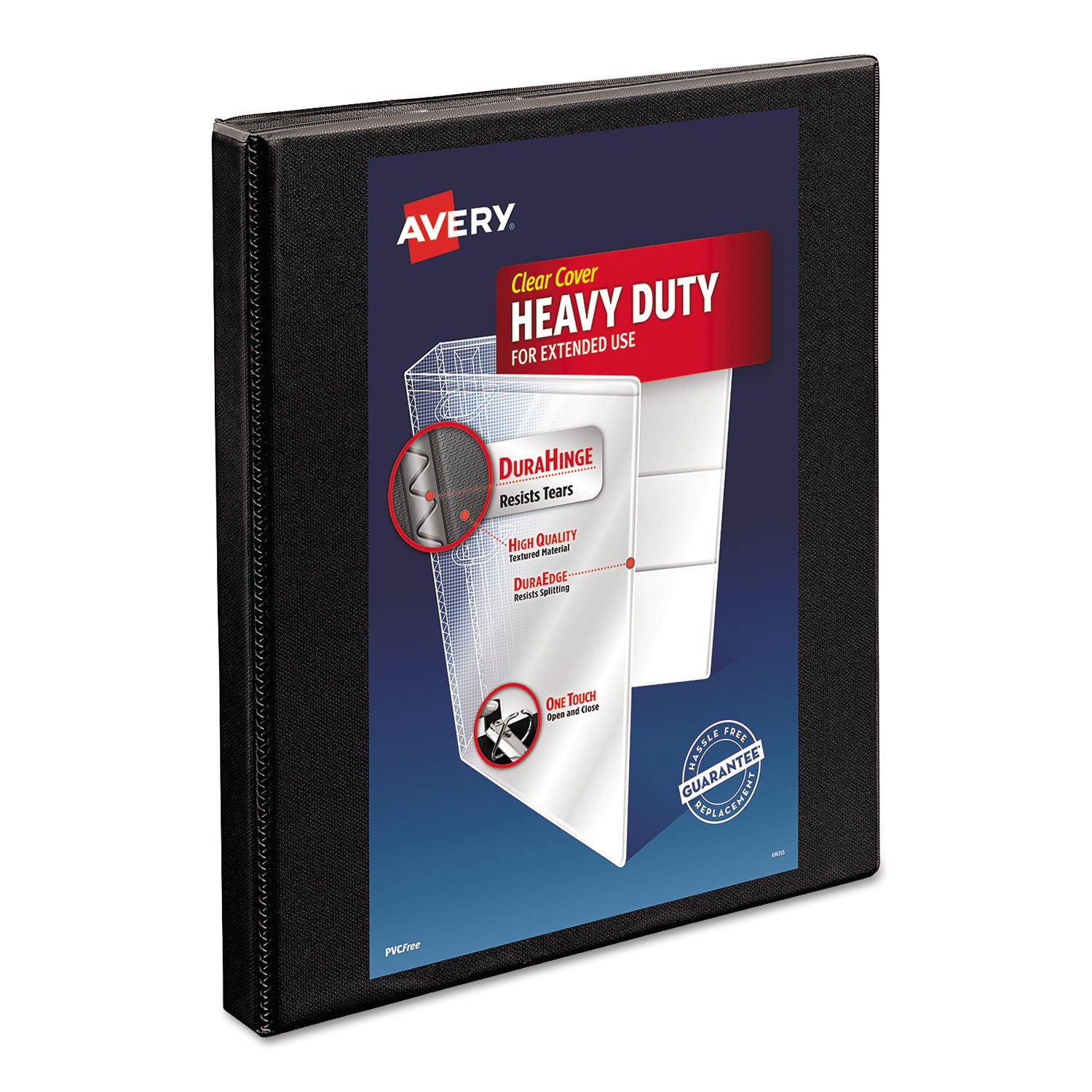 Heavy-Duty Non Stick View Binder with DuraHinge and Slant Rings, 3 Rings, 0.5" Capacity, 11 x 8.5, Black, (5233) - 