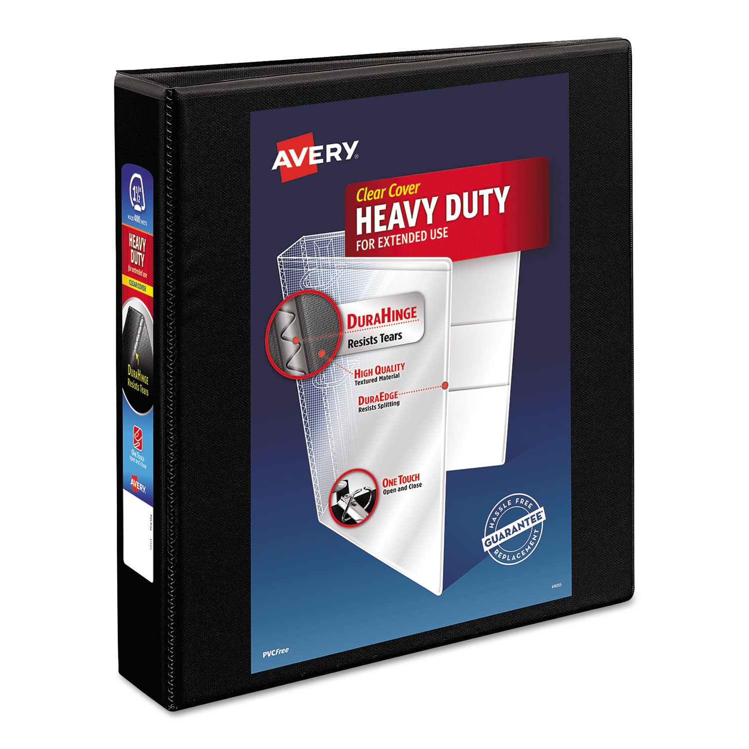 Heavy-Duty Non Stick View Binder with DuraHinge and Slant Rings, 3 Rings, 1.5" Capacity, 11 x 8.5, Black, (5400) - 