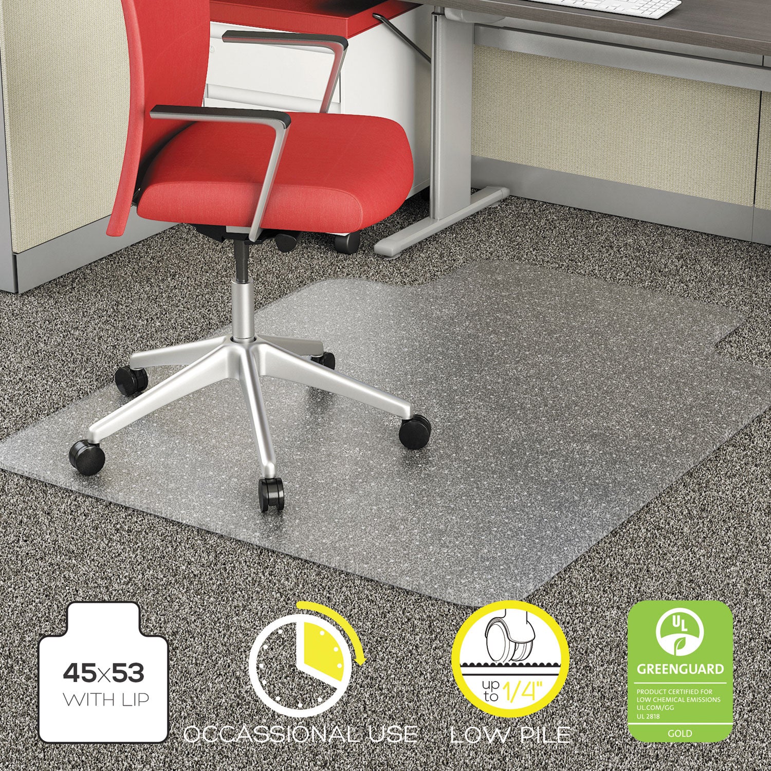 occasional-use-studded-chair-mat-for-flat-pile-carpet-45-x-53-wide-lipped-clear_alemat4553cfpl - 2