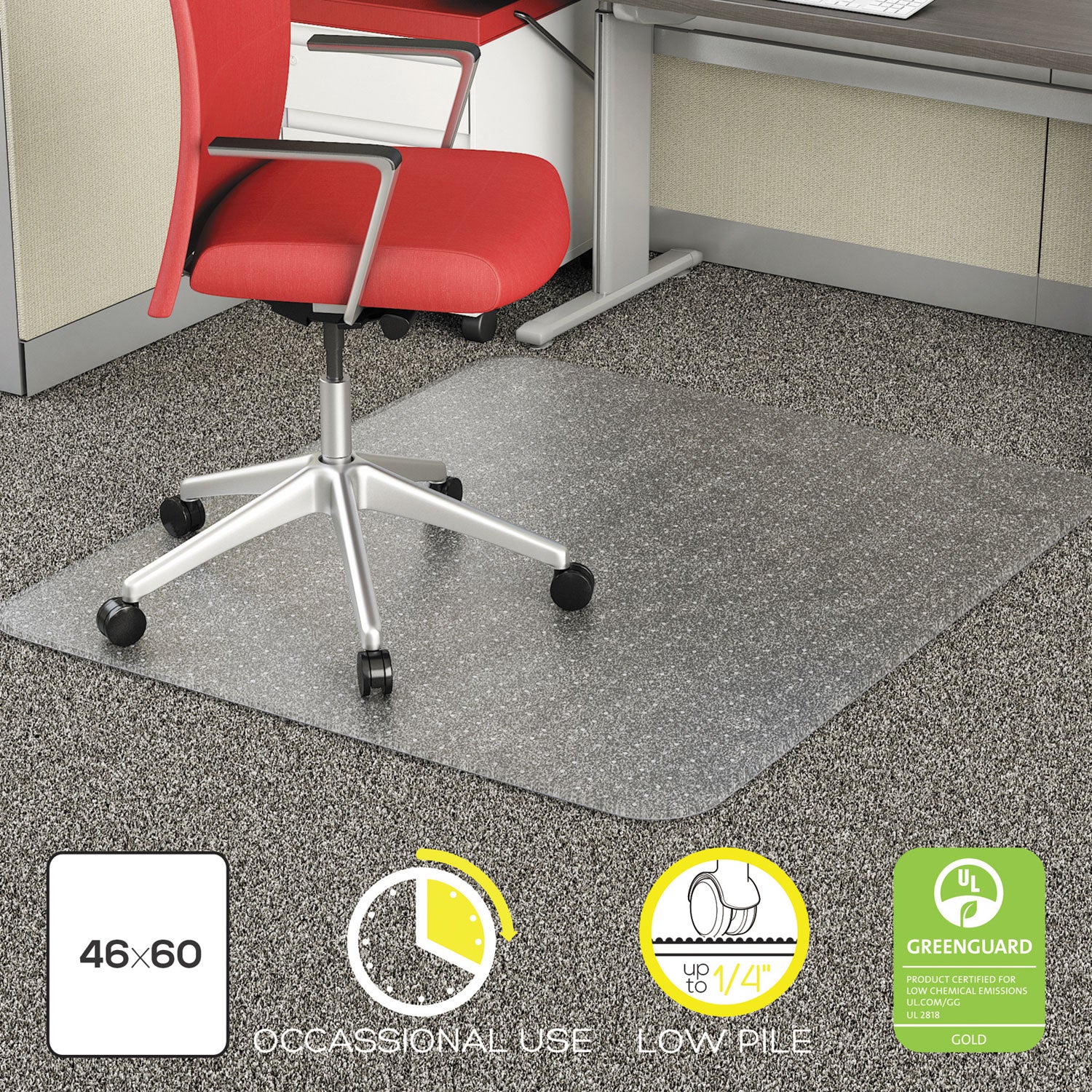 occasional-use-studded-chair-mat-for-flat-pile-carpet-46-x-60-rectangular-clear_alemat4660cfpr - 2