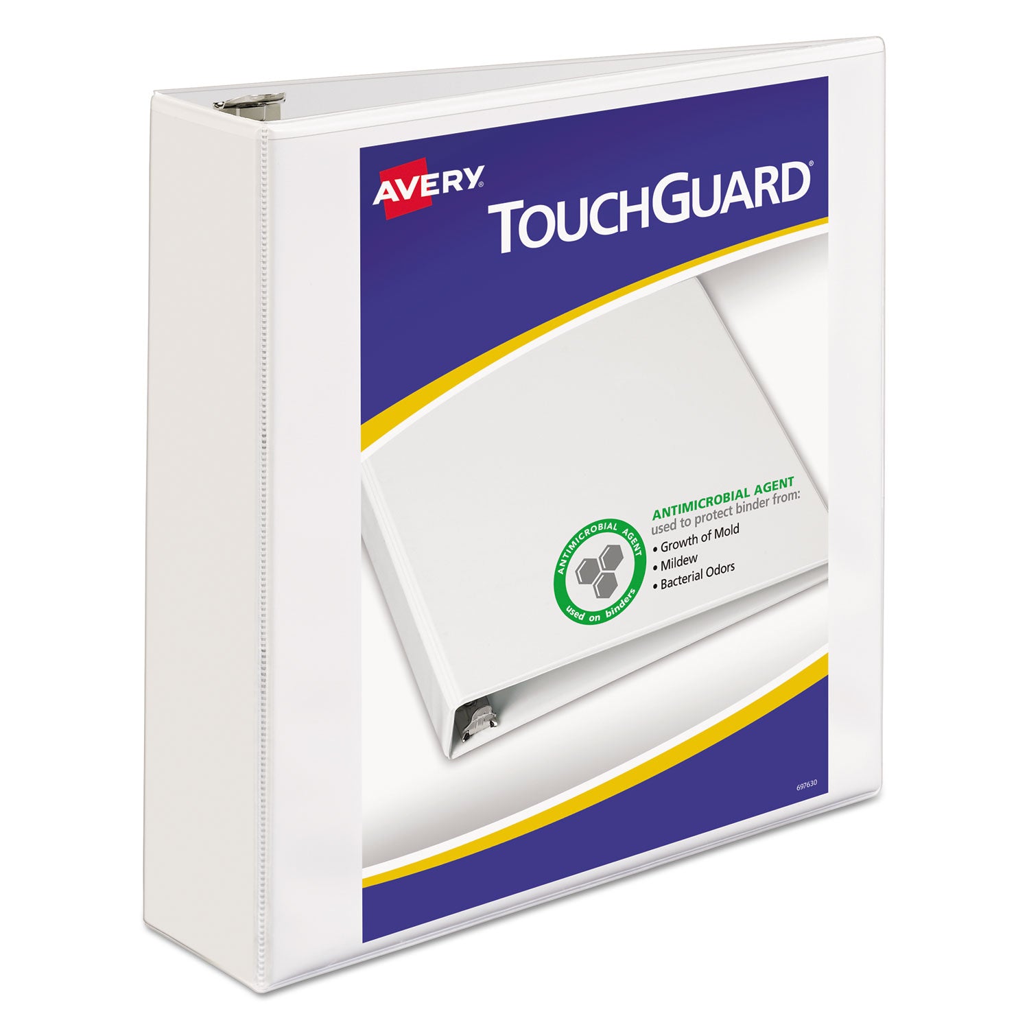 TouchGuard Protection Heavy-Duty View Binders with Slant Rings, 3 Rings, 2" Capacity, 11 x 8.5, White - 