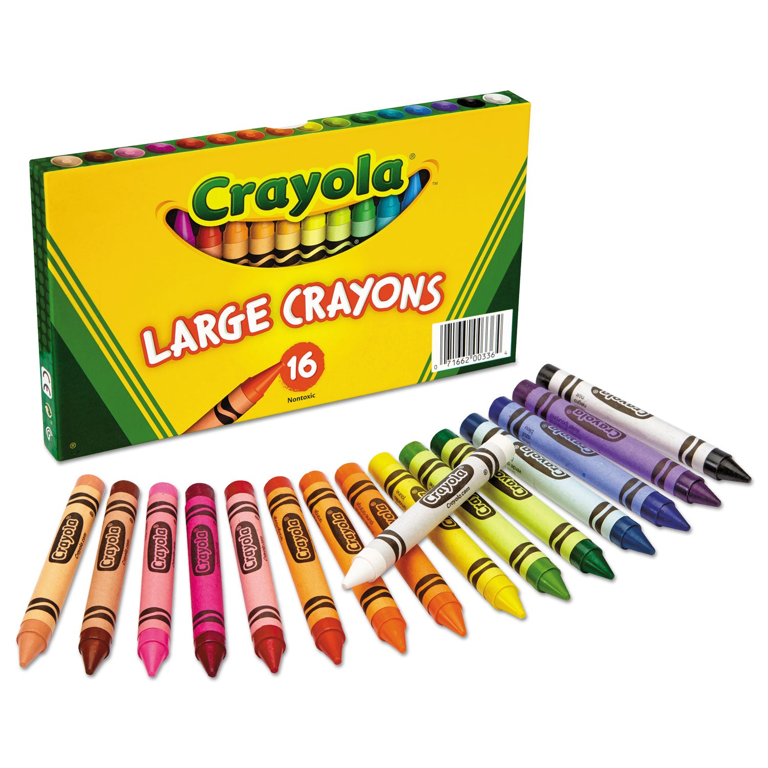 Large Crayons, Lift Lid Box, 16 Colors/Box - 