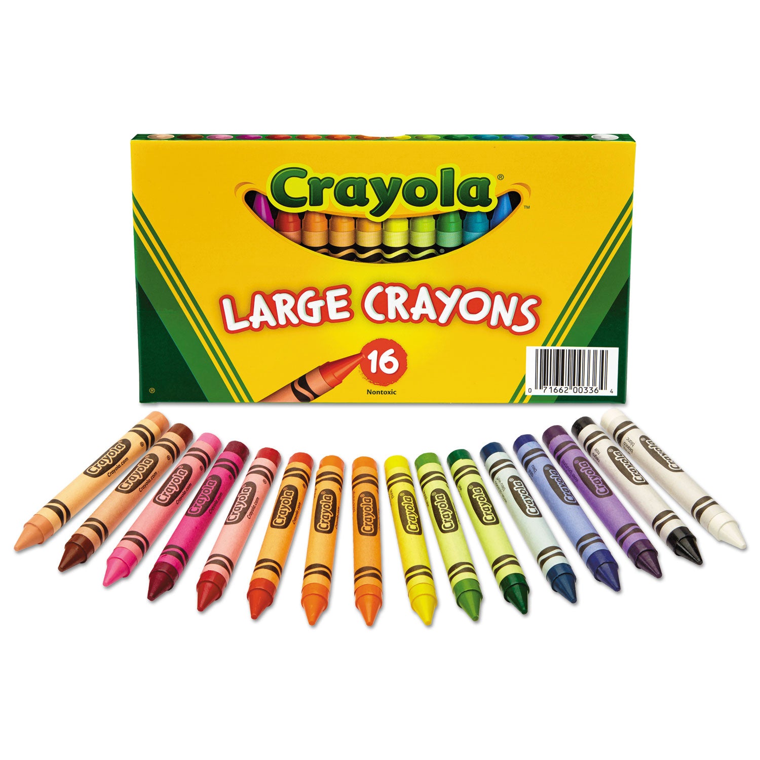 Large Crayons, Lift Lid Box, 16 Colors/Box - 