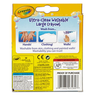 Ultra-Clean Washable Crayons, Large, 8 Colors/Box