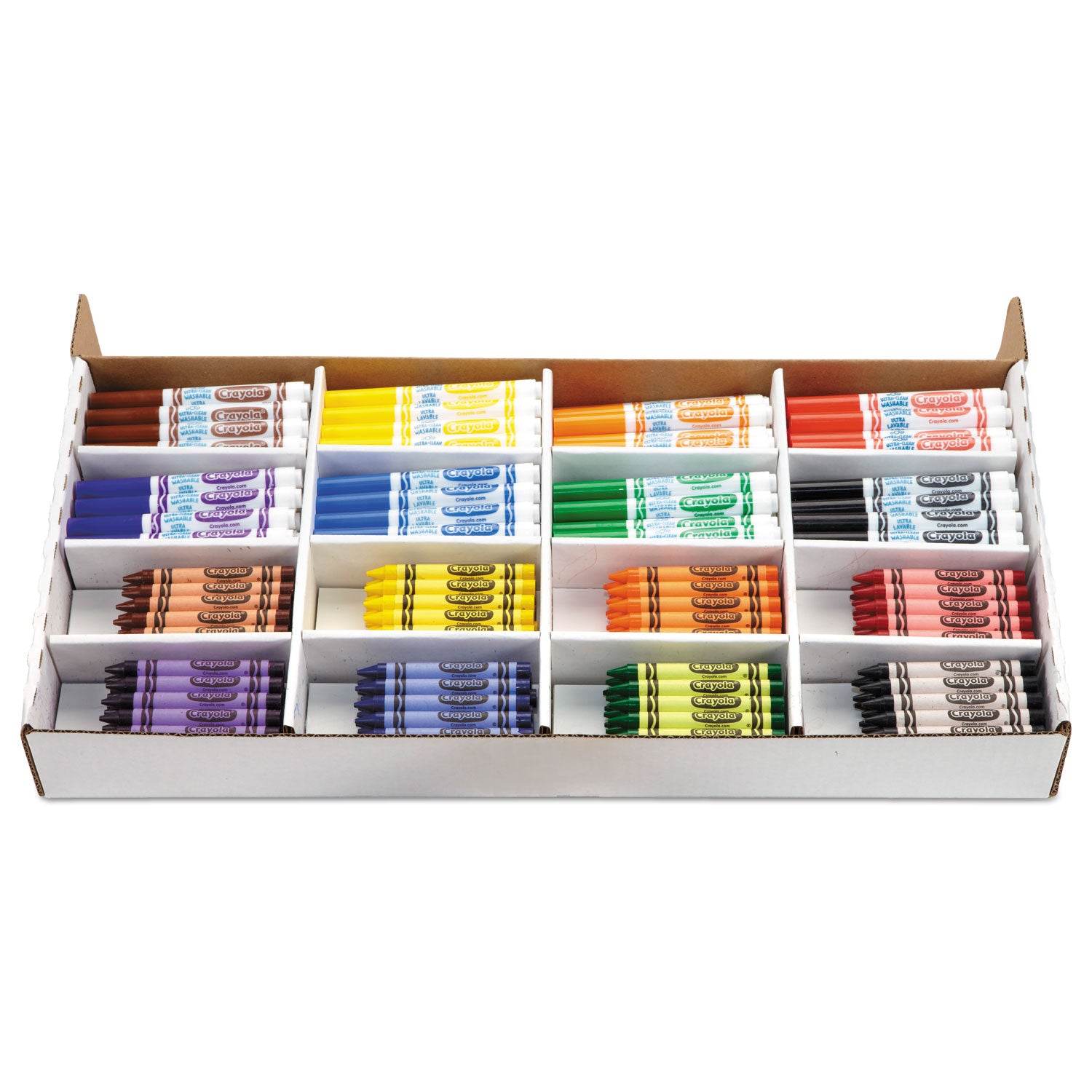 Crayon and Ultra-Clean Washable Marker Classpack, 8 Colors, 128 Each Crayons/Markers, 256/Box - 