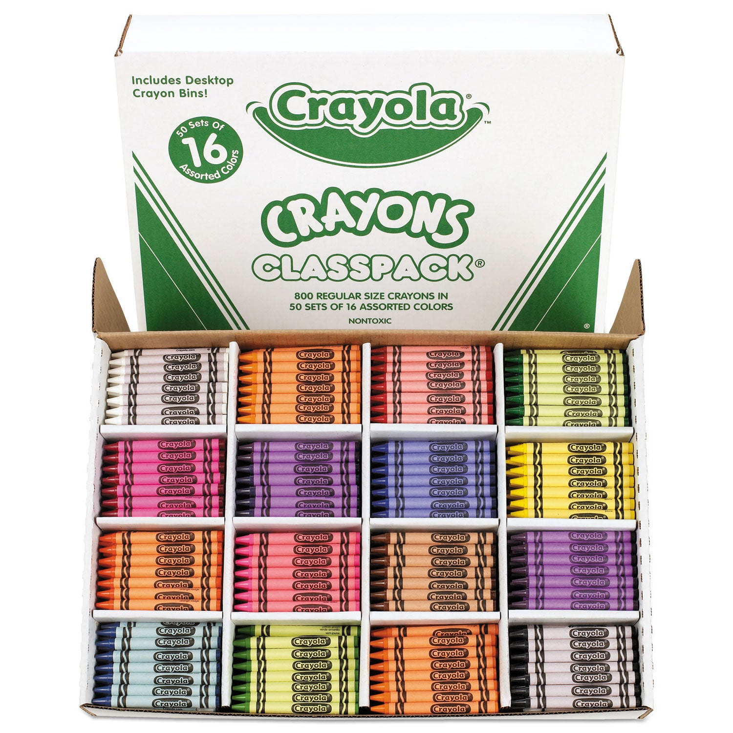 Classpack Regular Crayons, 16 Colors, 800/Box - 