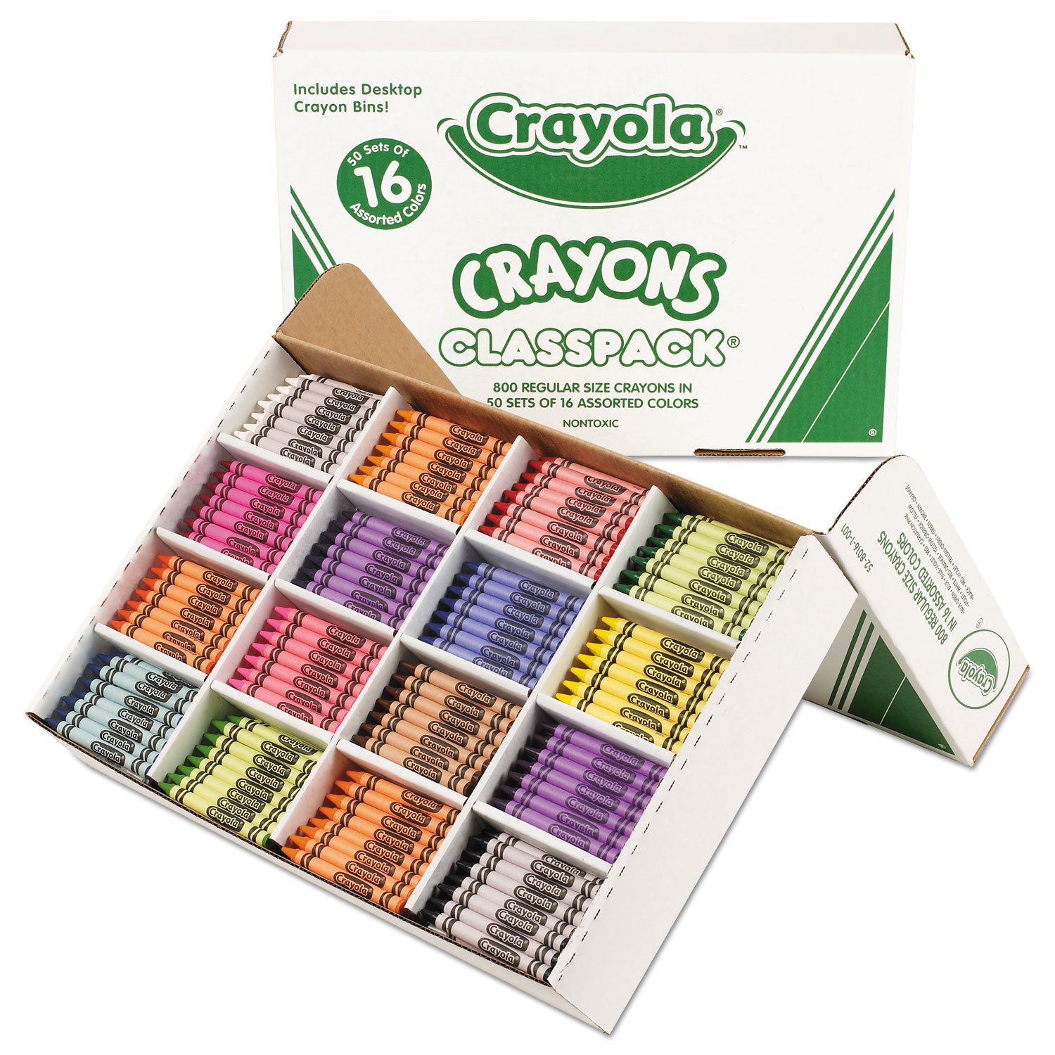 Classpack Regular Crayons, 16 Colors, 800/Box - 