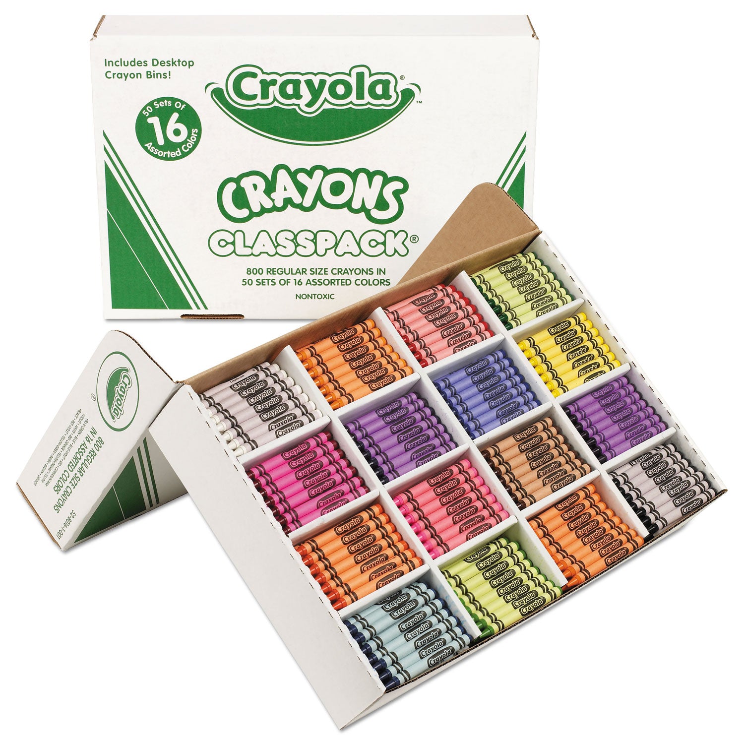 Classpack Regular Crayons, 16 Colors, 800/Box - 