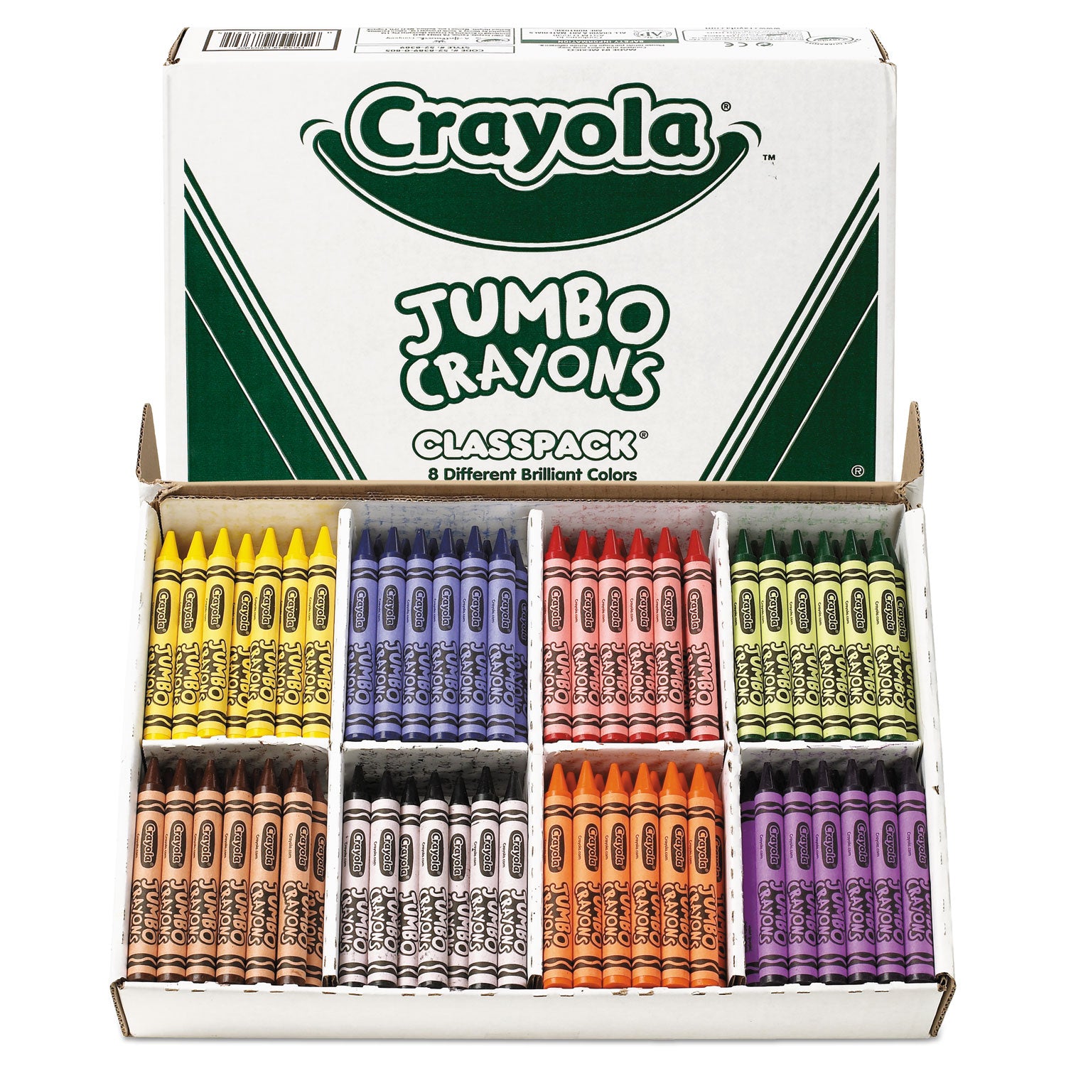 Jumbo Classpack Crayons, 25 Each of 8 Colors, 200/Set - 