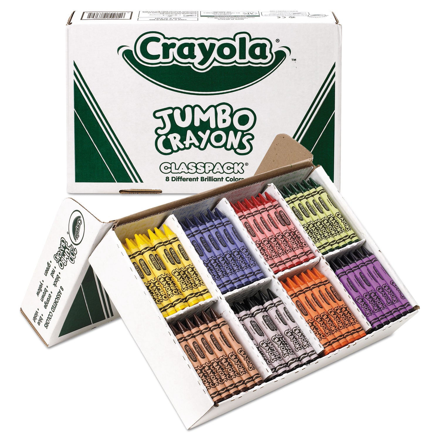 Jumbo Classpack Crayons, 25 Each of 8 Colors, 200/Set - 