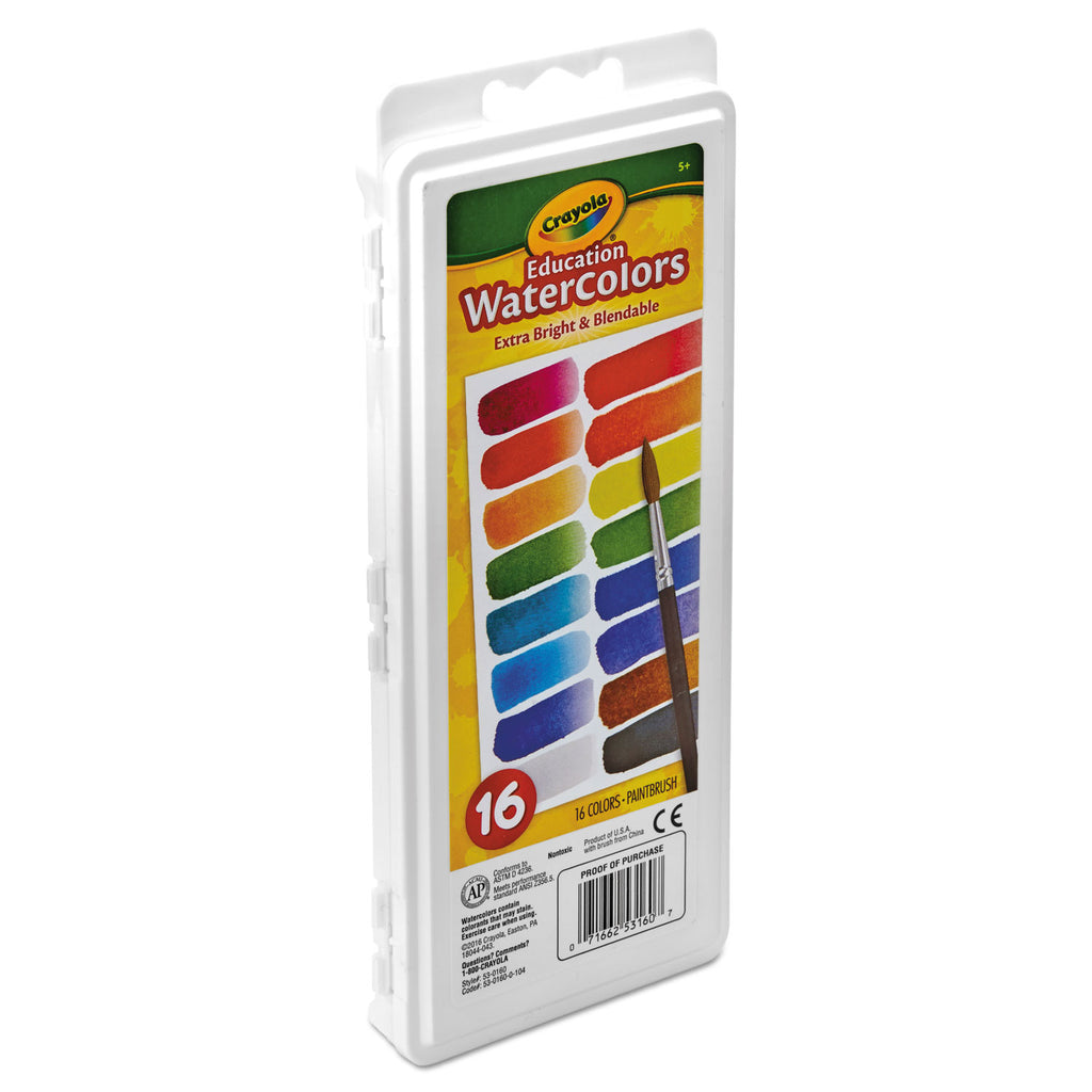 Watercolors, 16 Assorted Colors, Palette Tray