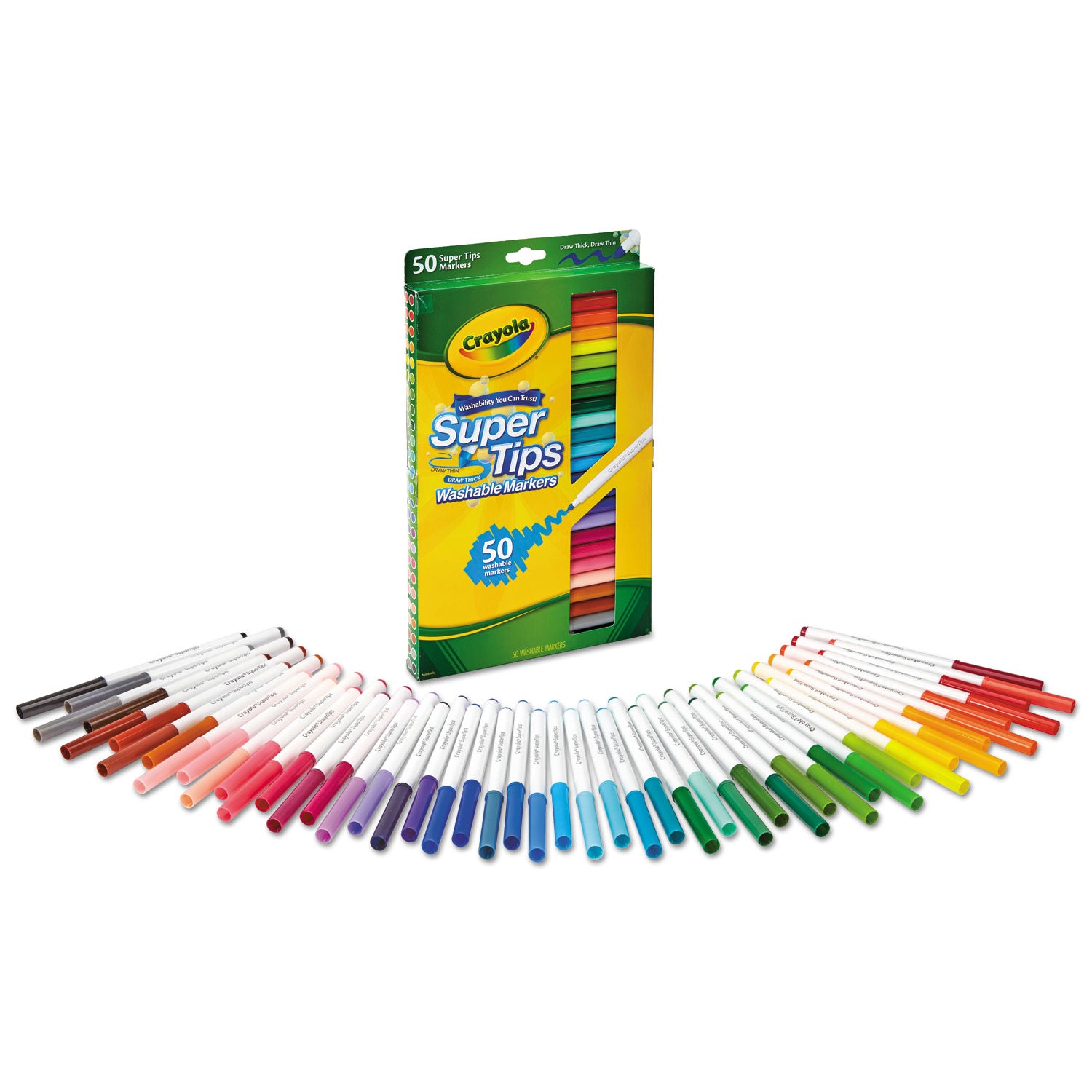 Washable Super Tips Markers, Fine/Broad Bullet Tips, Assorted Colors, 50/Set - 