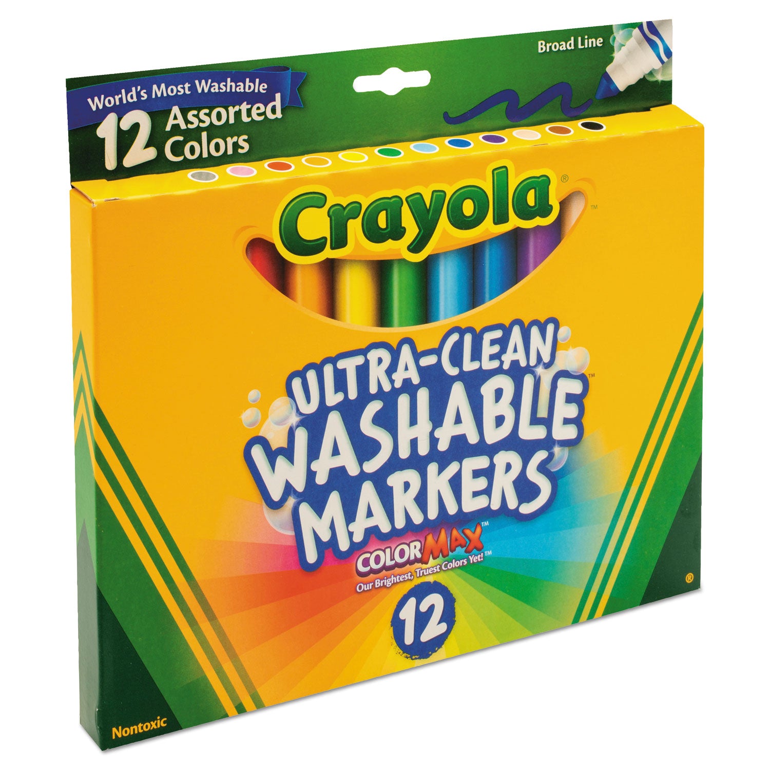 Ultra-Clean Washable Markers, Broad Bullet Tip, Assorted Colors, Dozen - 