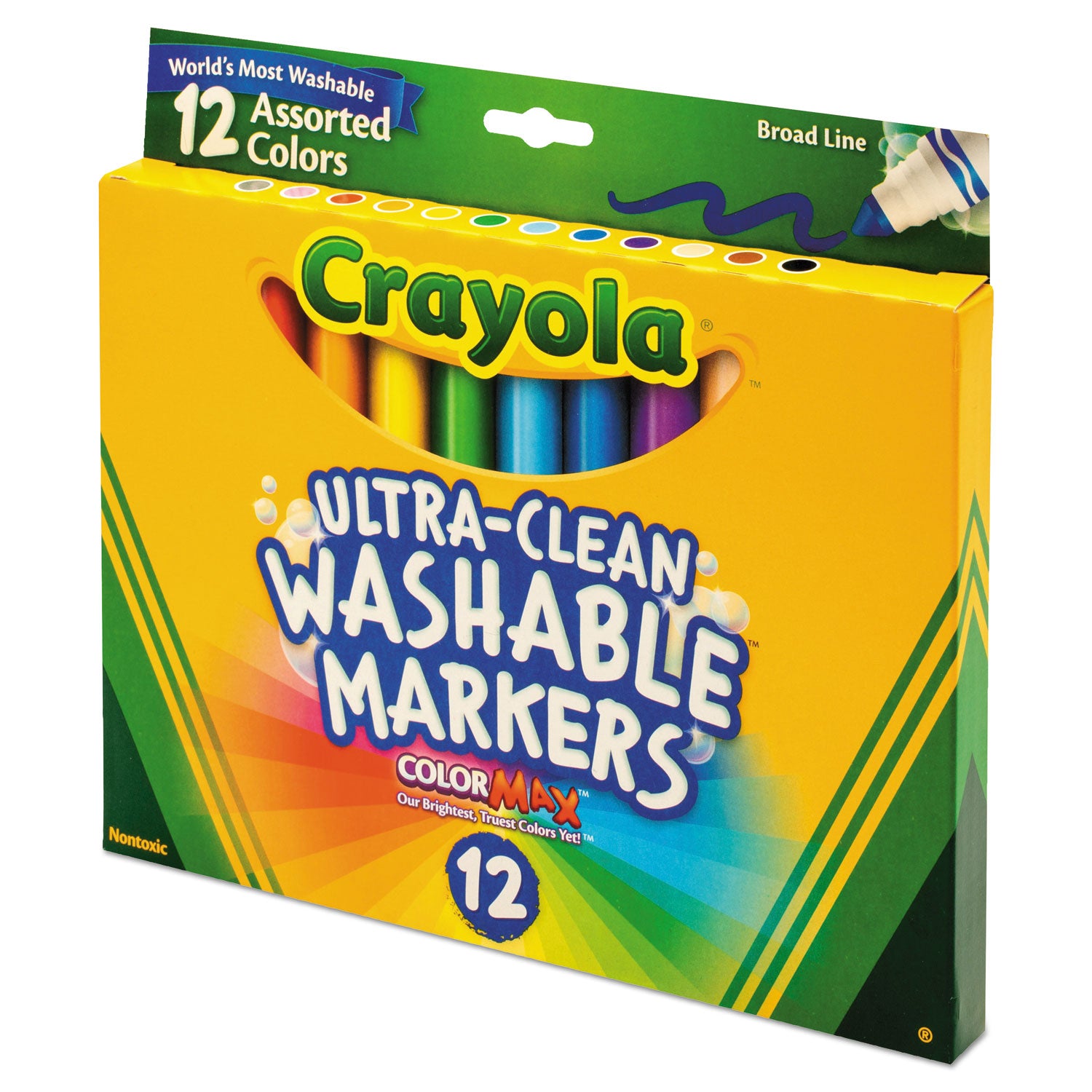 Ultra-Clean Washable Markers, Broad Bullet Tip, Assorted Colors, Dozen - 