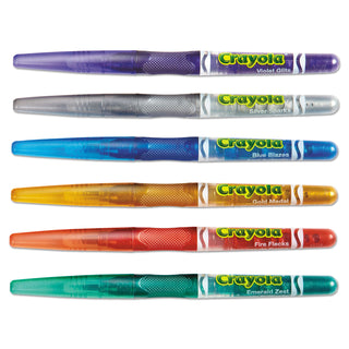 Glitter Markers, Medium Bullet Tip, Assorted Colors, 6/Set - 