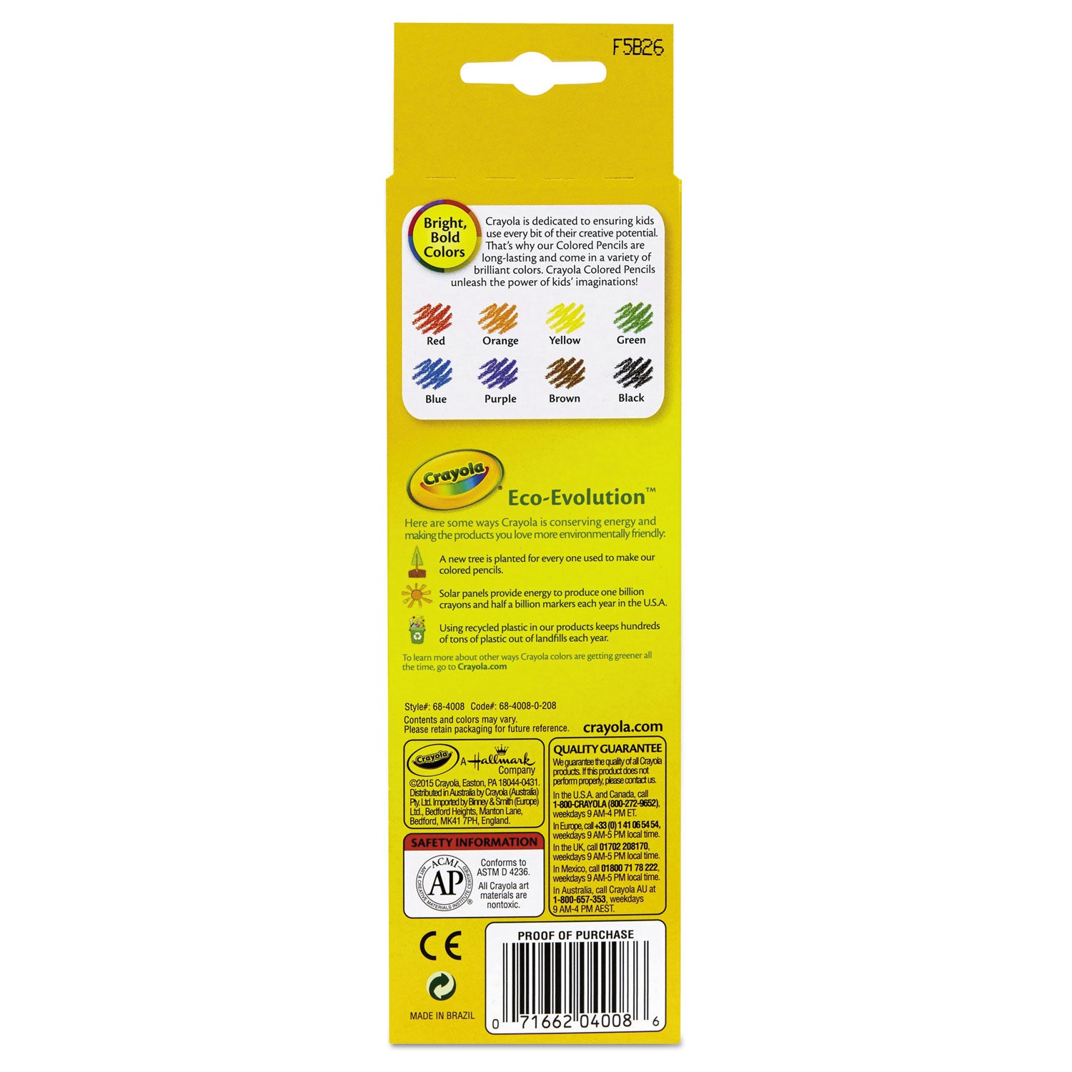 Long-Length Colored Pencil Set, 3.3 mm, 2B, Assorted Lead and Barrel Colors, 8/Pack