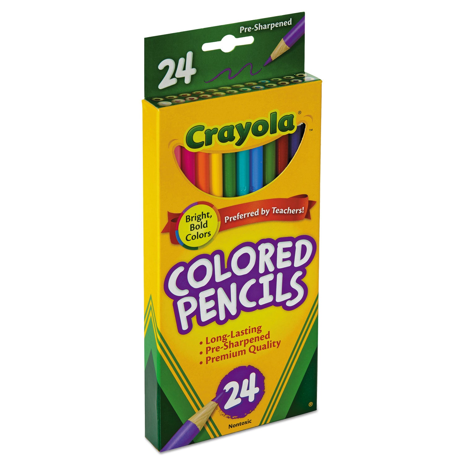 Long-Length Colored Pencil Set, 3.3 mm, 2B, Assorted Lead and Barrel Colors, 24/Pack - 