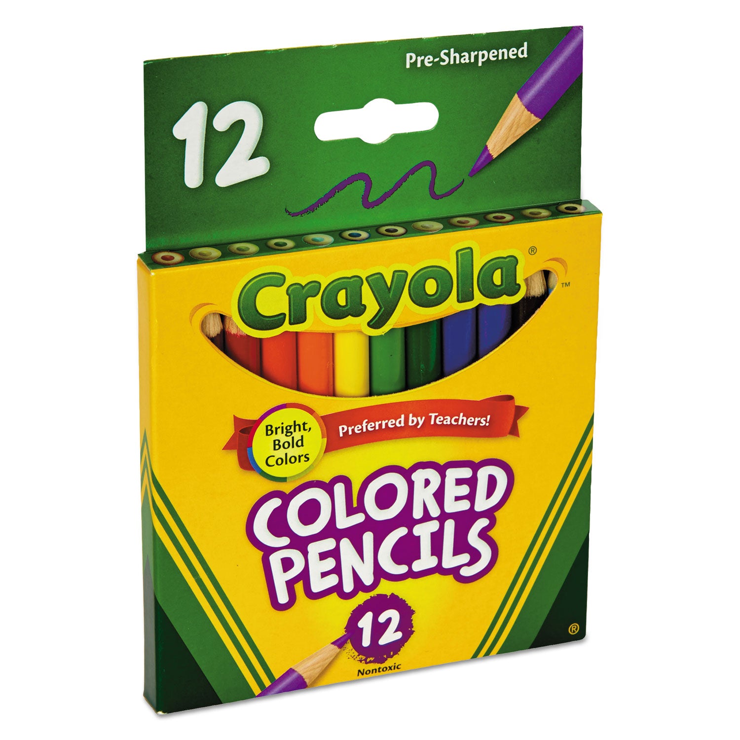 Short-Length Colored Pencil Set, 3.3 mm, 2B, Assorted Lead and Barrel Colors, Dozen - 