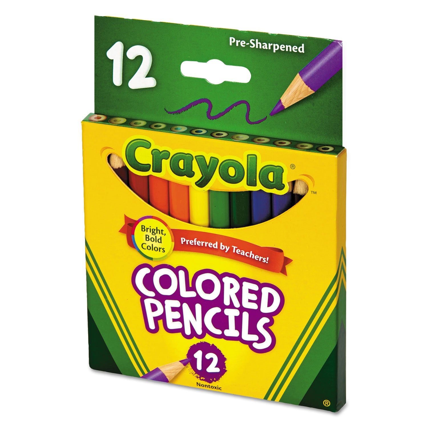Short-Length Colored Pencil Set, 3.3 mm, 2B, Assorted Lead and Barrel Colors, Dozen